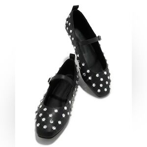 Miss Lola Black Studded Flats